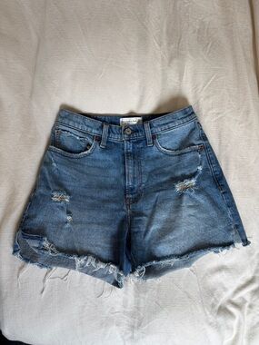Abercrombie & Fitch Medium Blue Distressed Denim Shorts